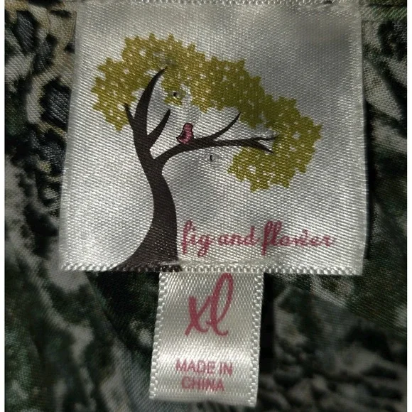 Fig & Flower Animal Print Blouse Women's XL 3/4 Sleeve Bubble Hem Anthropologie - Picture 2 of 9